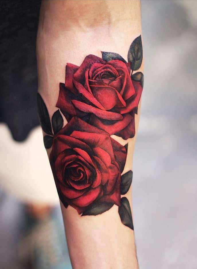 dark red rose tattoo 5