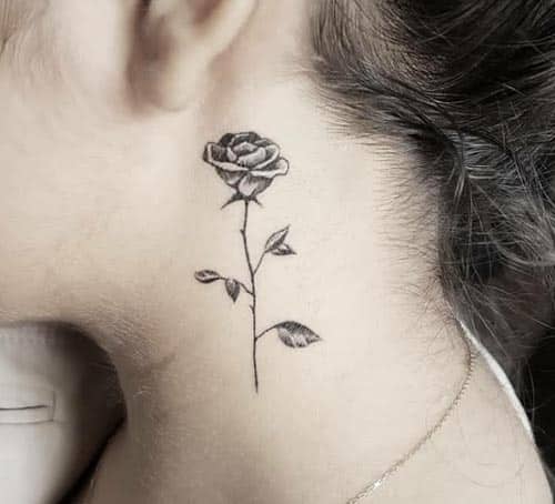 Small rose neck tattoo