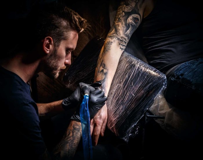 Bearded tattoo artist