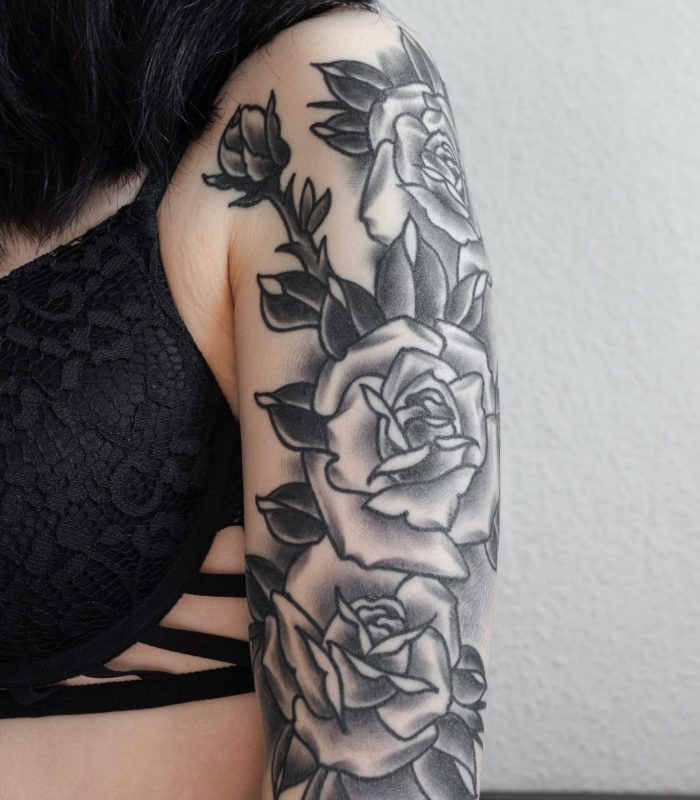 Rose Cover Up Tattoo, sleeve tattoos, Sleeve Tattoo For Women