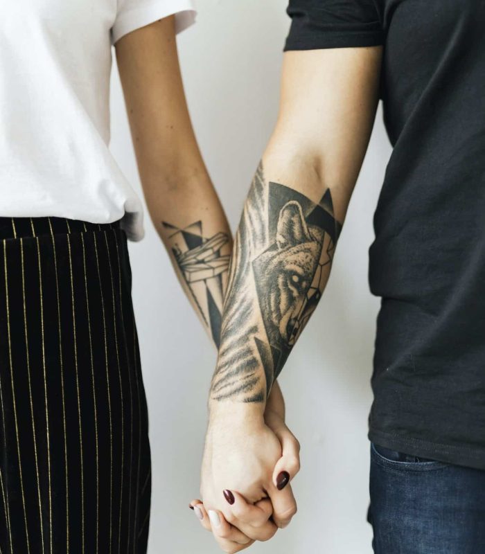 Tattooed hands holding hands, Tribal Tattoo for Love