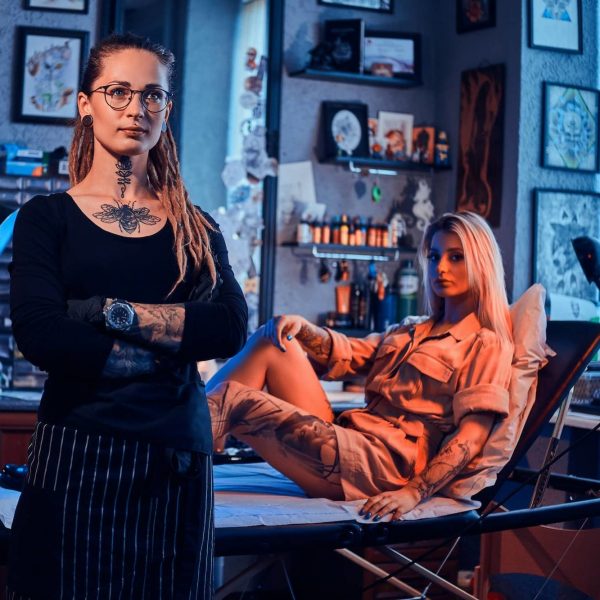 Two beautiful girls at tattoo studio, Small Tattoo For Brothers, Tattoo Studio UK